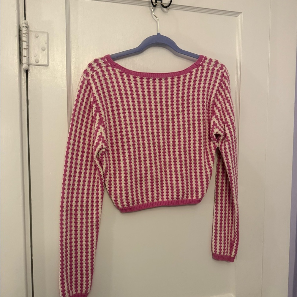 She + Sky Pink and White Striped Knit Top